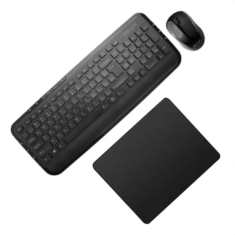 DELUX - Combo Teclado Slim Multimedia + Mouse + Pad Mouse S Delux