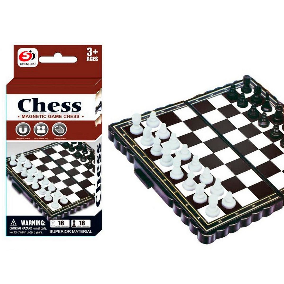 GENERICO - Ajedrez Mini Magnetico Portatil 16 Fichas Negras Y Blancas