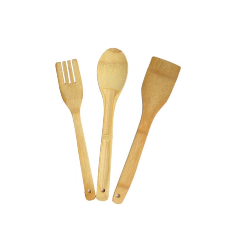 GENERICO - Set Utensilios De Cocina En Bambú Cucharas Cubiertos Servir
