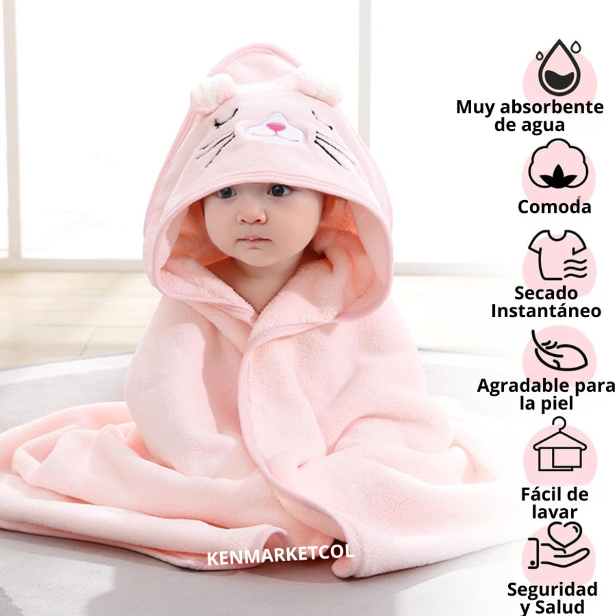 GENERICO - Toalla para Bebe Niños Suave Con Capota Multiusos