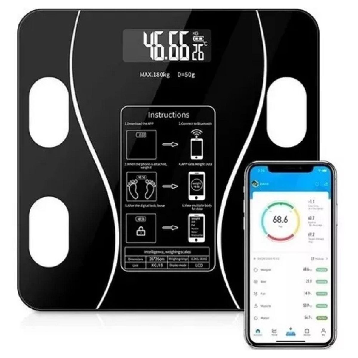 GENERAL - Pesa bascula Inteligente Bluetooth