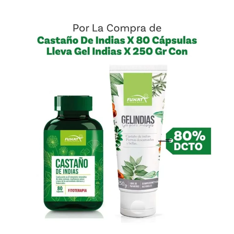 FUNAT - CASTAÑO DE INDIAS 80 CAPSULAS + GEL DE CASTAÑO DE INDIAS - FUNAT