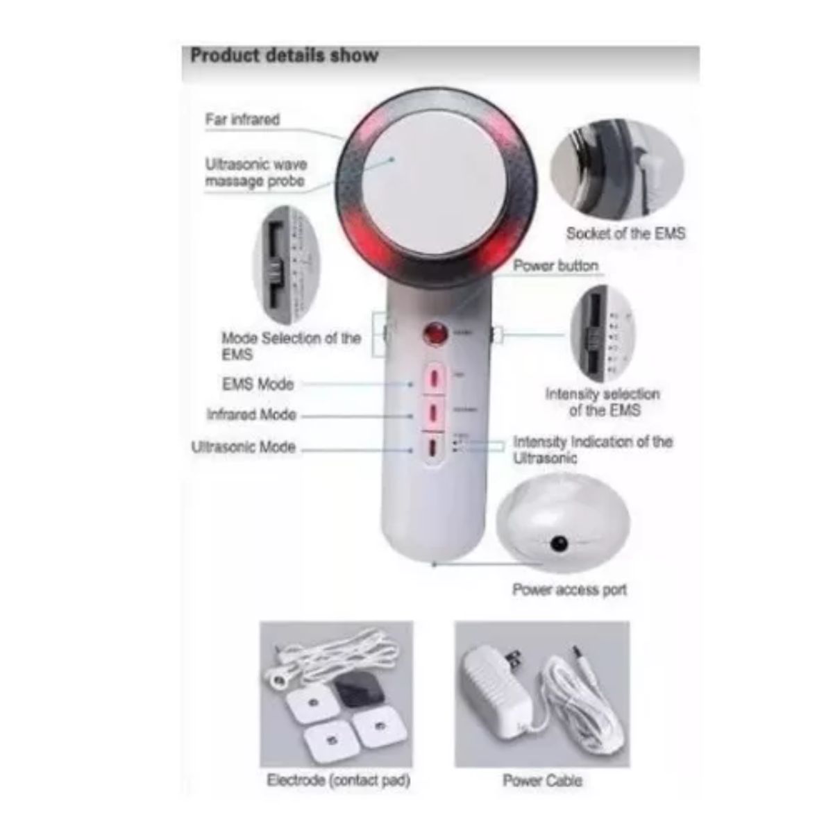 GENERICO - Masajeador corporal 3 en1 ultrasonido cavitación ems adelgazante fotón