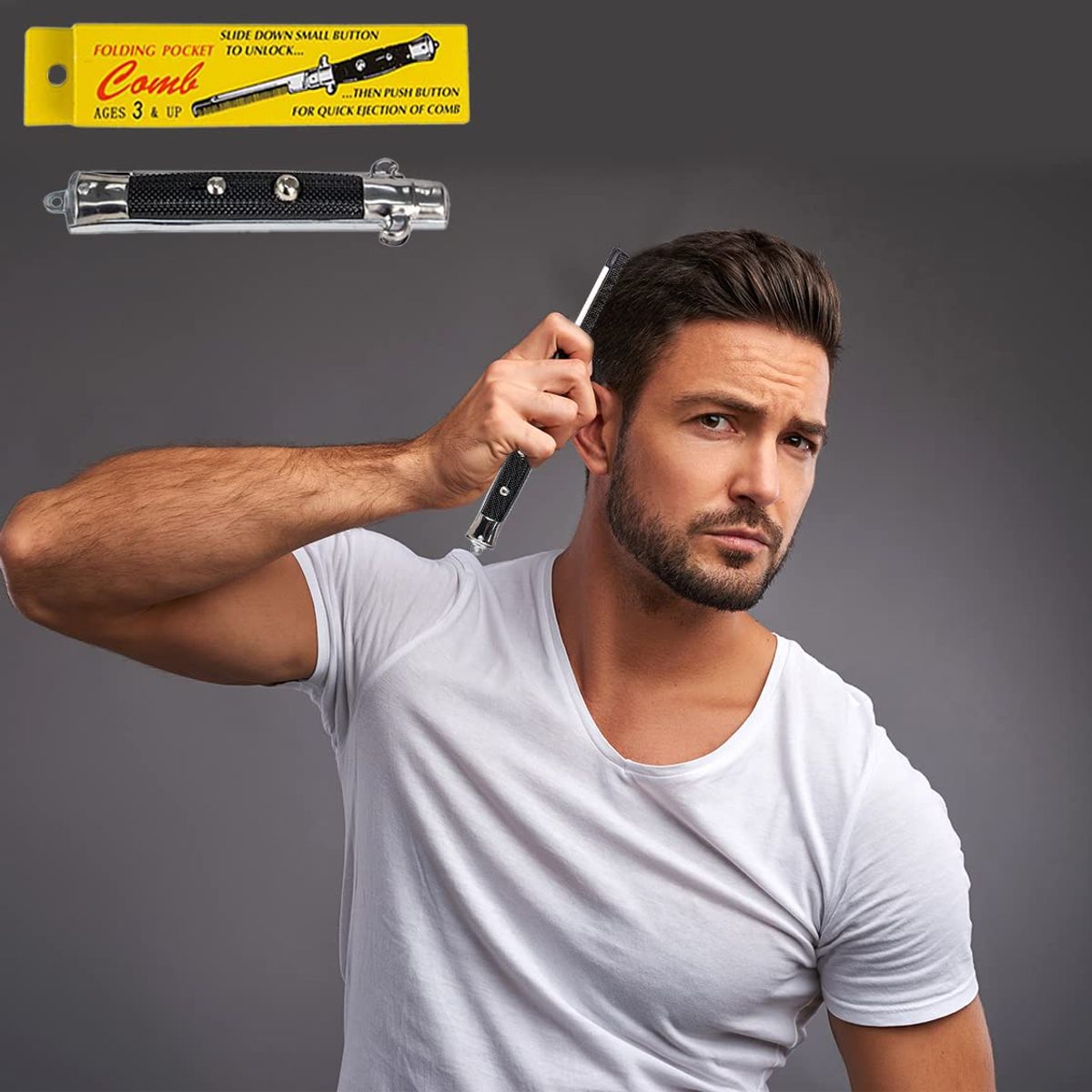 GENERICO - Peine Para Pelo Barba Unisex Tipo Navaja Plegable D Bolsillo