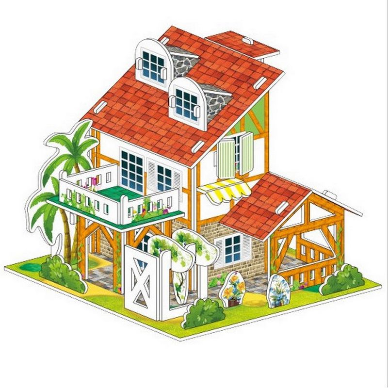 GENERICO - Rompecabezas Casa Villa Jardin Palma Juego Didactico Armable