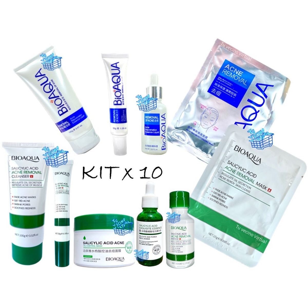 BIOAQUA - Kit Acido Salicílico - Kit Antiacne  Bioaqua