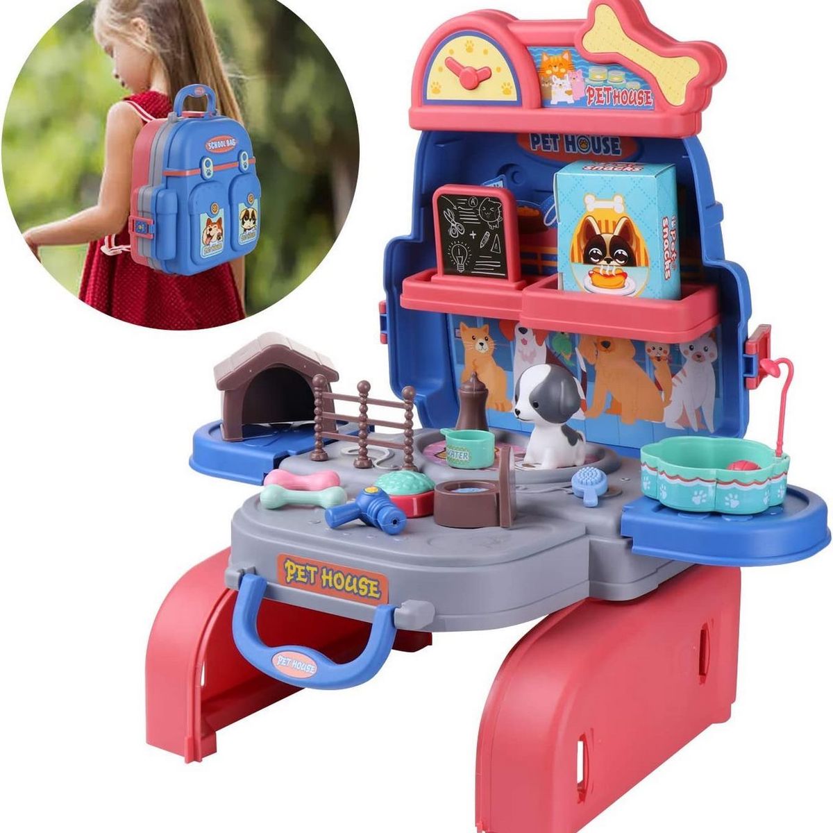 GENERICO - Set Casa De Macotas Maleta Portátil Niño a Didáctico Juego