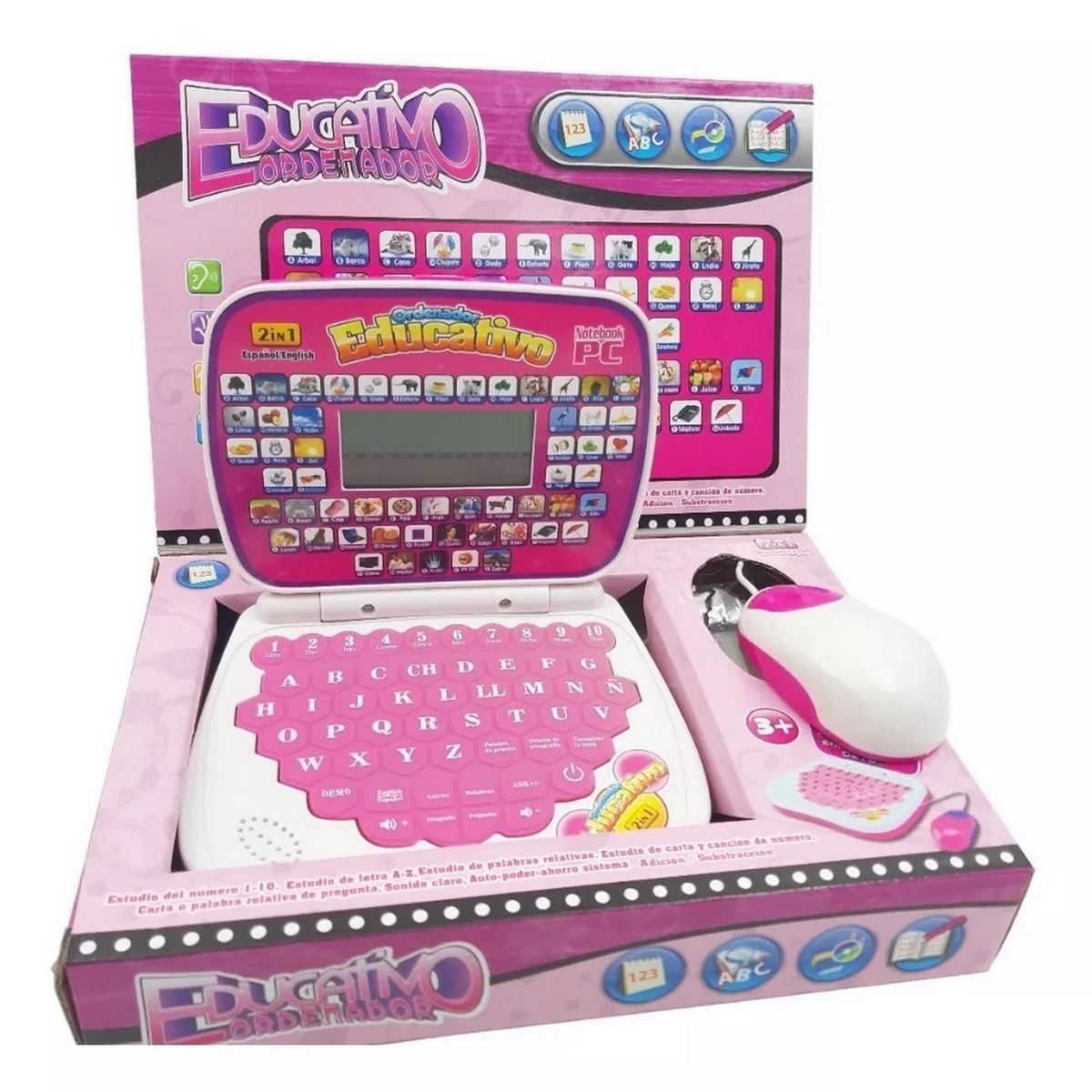 GENERICO - Mi Primer Portátil Infantil Laptop Educativo Sonido Led Niña