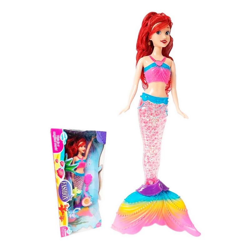 GENERICO - Muñeca Princesa Sirena Ariel Luces Niña Sonido
