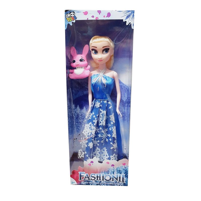 GENERICO - Muñeca Princesa Frozen Azul Juguete Niñas + Conejo