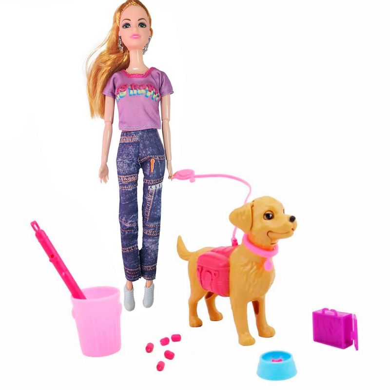 GENERICO - Muñeca Moda Jean Con Mascota Accesorios Regalo Juguete Niñas