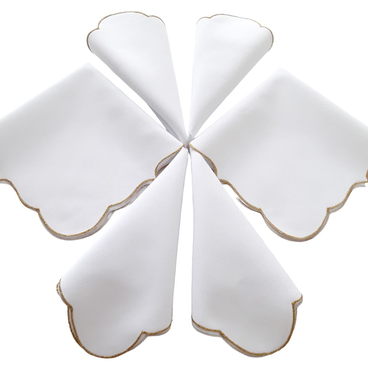 GENERICO - SERVILLETAS EN TELA LINO DE 32X32 CMS BORDE DORADO X 6 UNIDADES