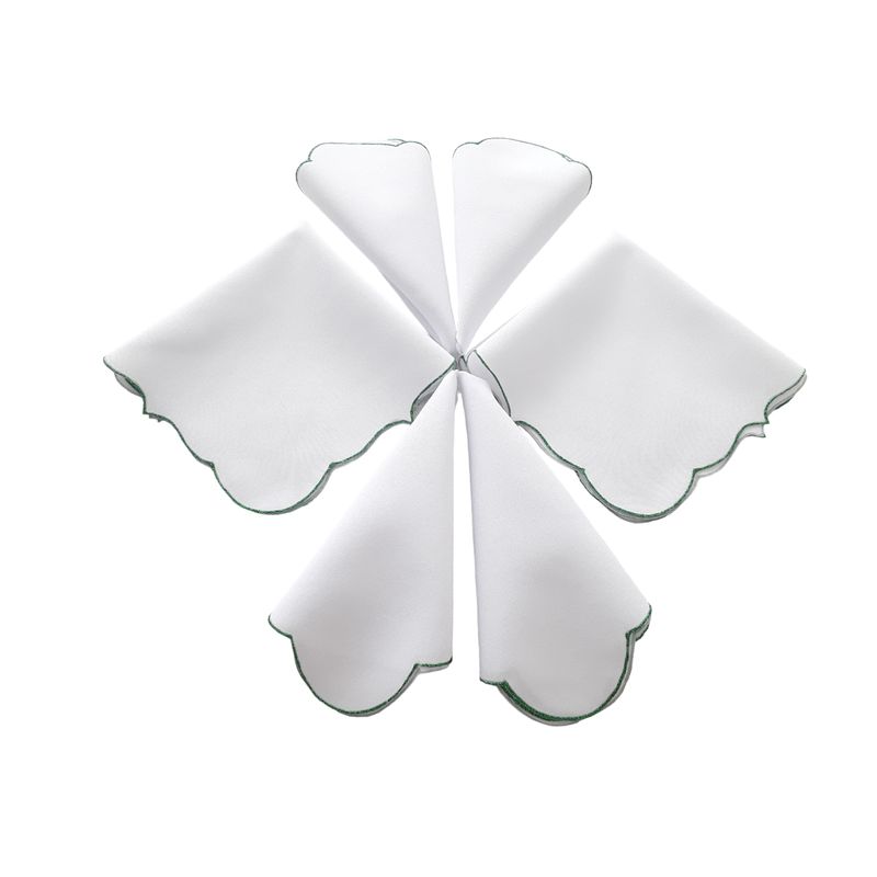 GENERICO - SERVILLETAS EN TELA LINO DE 32X32 CMS BORDE VERDE X 6 UNIDADES