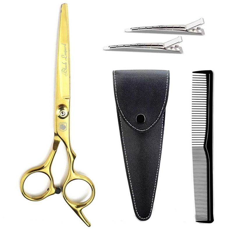 GENERICO - Tijera de corte profesional para peluqueria Black Leopard Gold