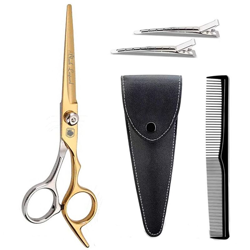 GENERICO - Tijera de corte profesional para peluqueria Black Leopard SilverGold