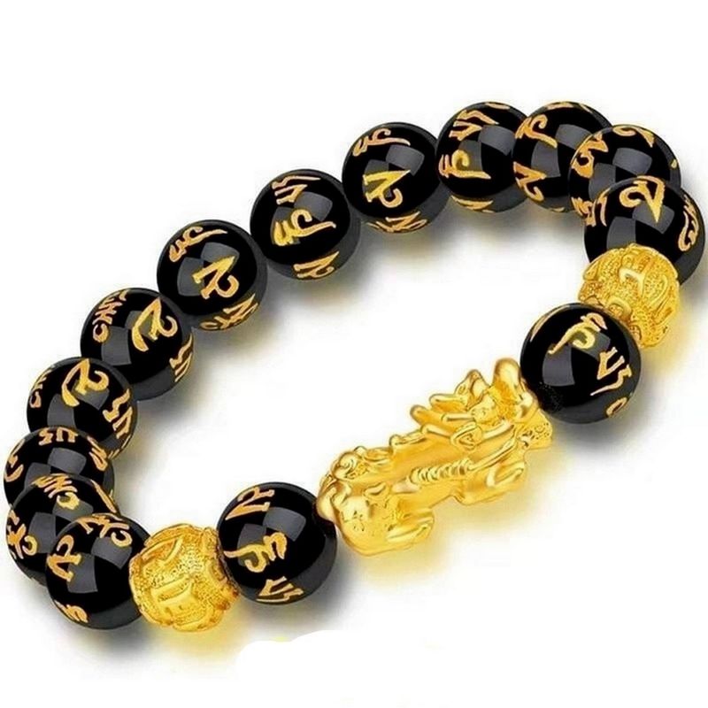 GENERICO - Pulsera Obsidiana Feng Shui Pi Xiu Prosperidad + Estuche