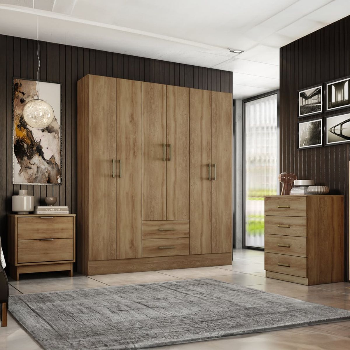 BERTOLINI - Closet armario en MDP 150x182cm 6 puertas 2 cajones
