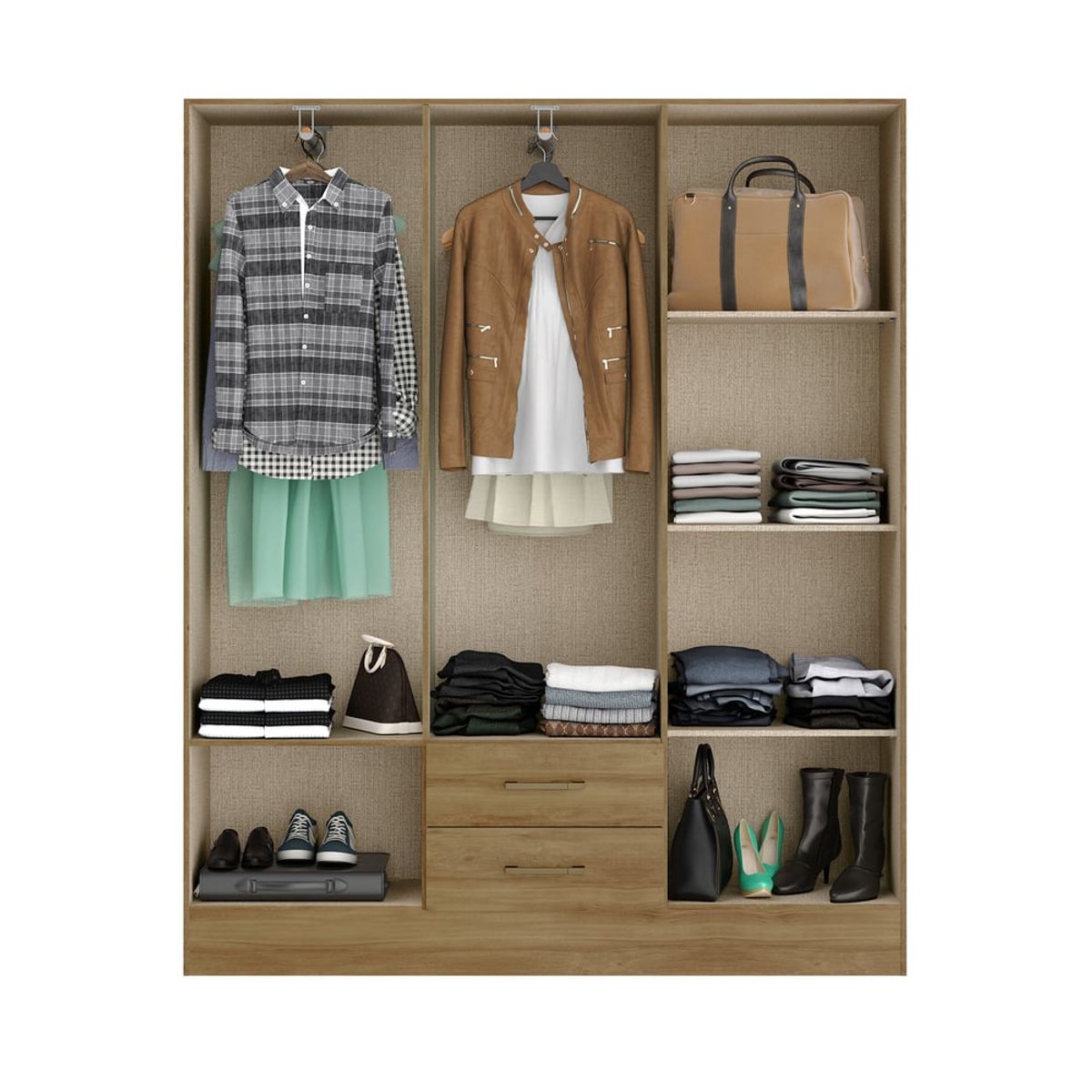 BERTOLINI - Closet armario en MDP 150x182cm 6 puertas 2 cajones