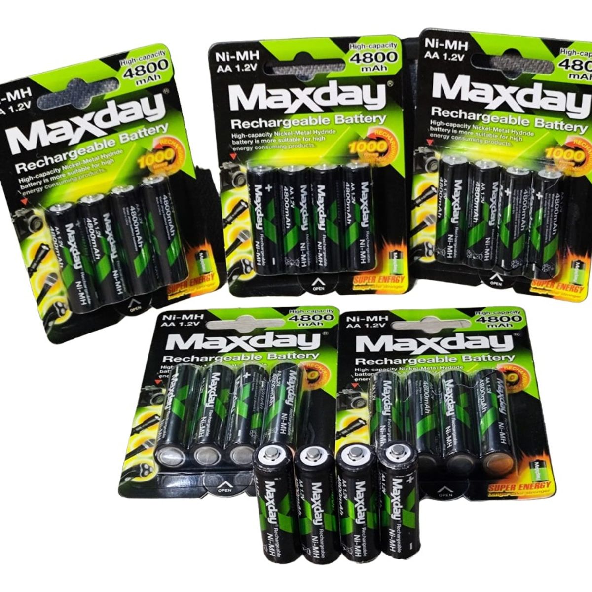 MAX - Pila Batería Recargable Aa X4 Unidades 4800mah 12v Ni-mh