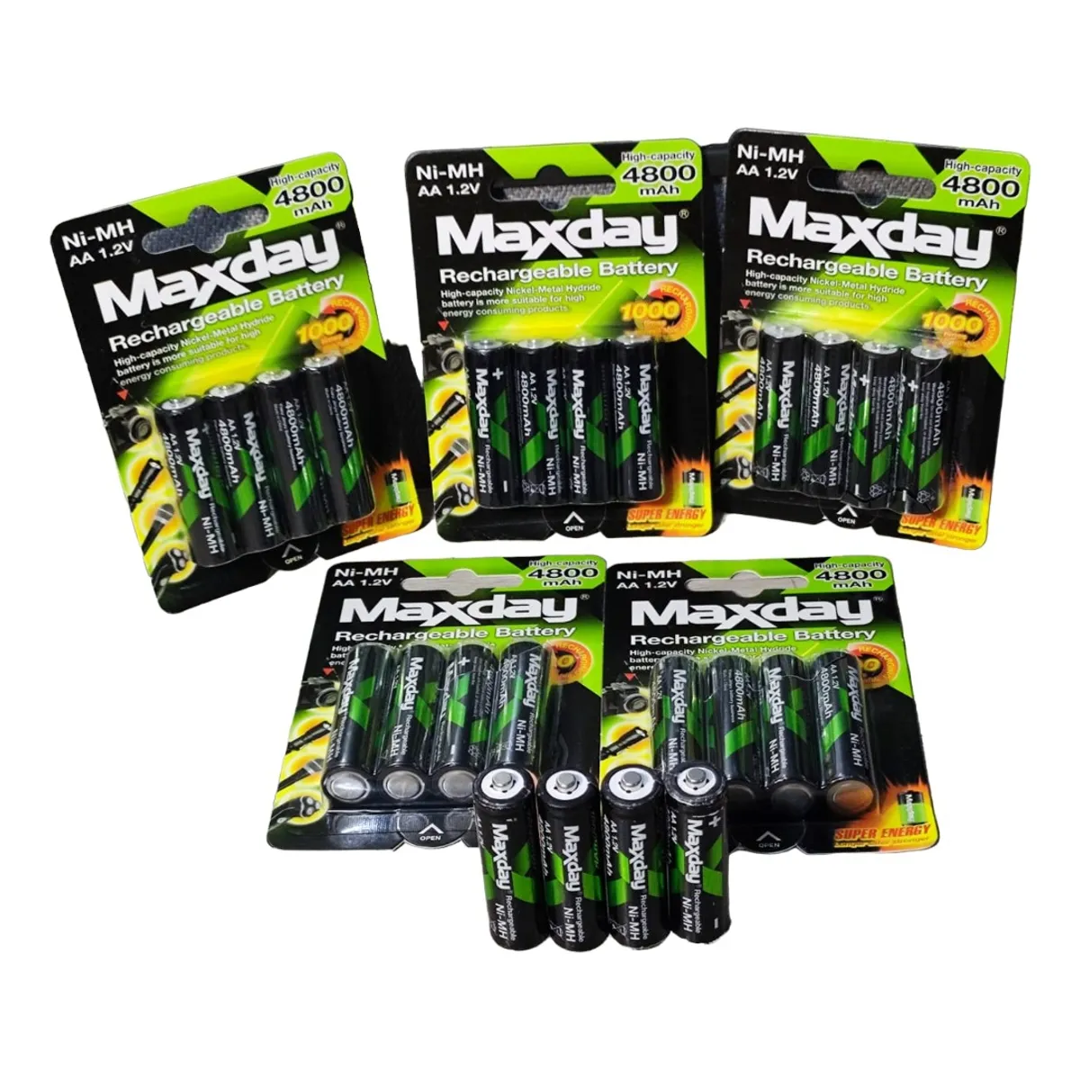 MAX - Pila Batería Recargable Aa X4 Unidades 4800mah 12v Ni-mh