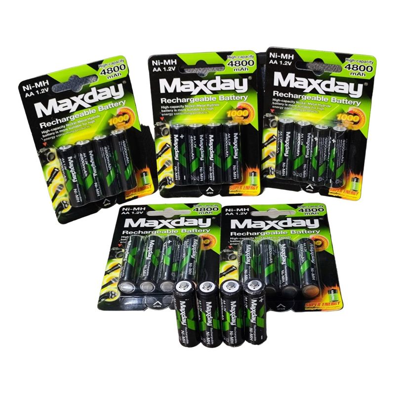MAX - Pila Batería Recargable Aa X4 Unidades 4800mah 12v Ni-mh