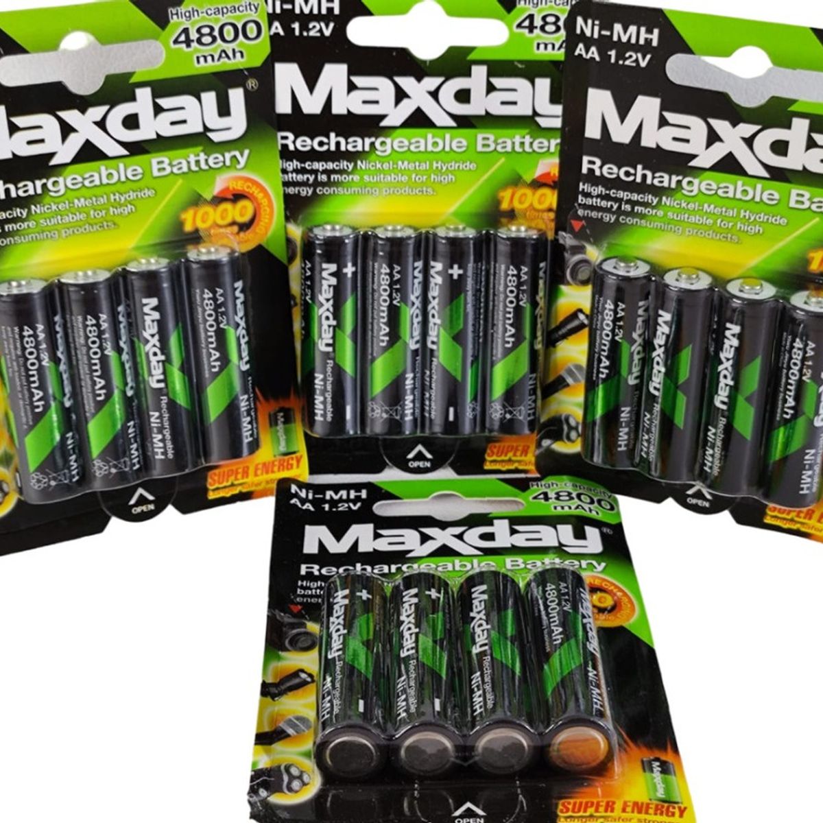 MAX - Pila Batería Recargable Aa X4 Unidades 4800mah 12v Ni-mh