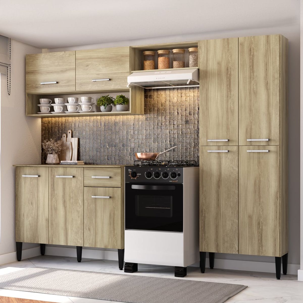 BERTOLINI - Cocina Integral  de 230cm con mesón en MDP-