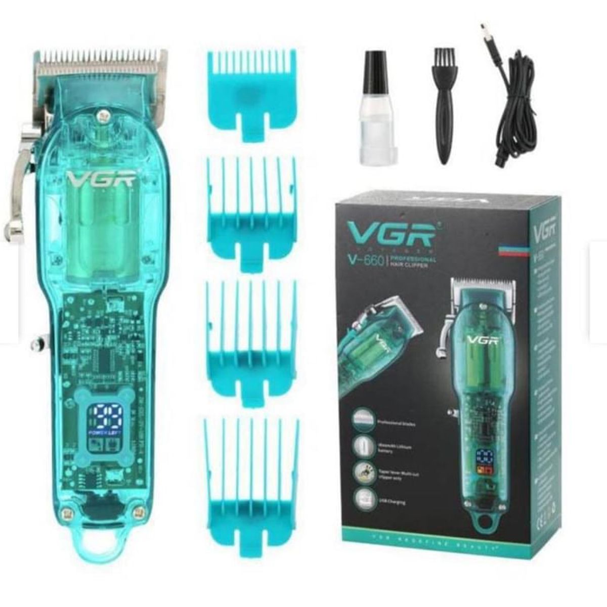 VGR - Maquina Corta Pelo y Barba Vgr V-660 Peluquera Azul Profesional Nueva