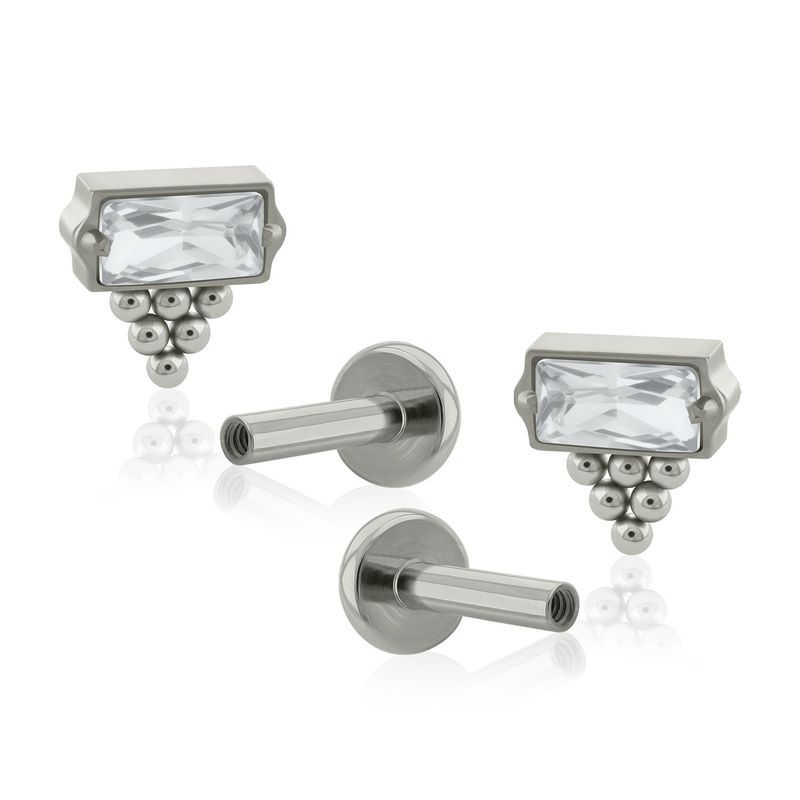 AGHA JEWELRY - Titanio Aretes piercing Afgan Baguette Cristal Zirconia Cúbica para Lóbulo