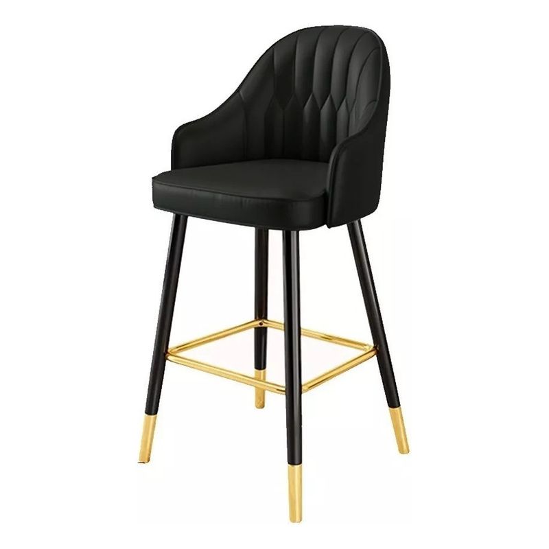 MOBLIHOUSE - Taburete Alto Inclass Tapizado Moderno Con Respaldo Negro