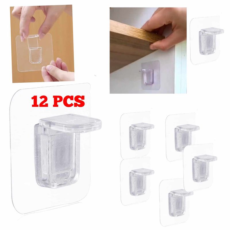 GENERICO - soporte adhesivo estante clavijas soporarador armario sin perforar X12