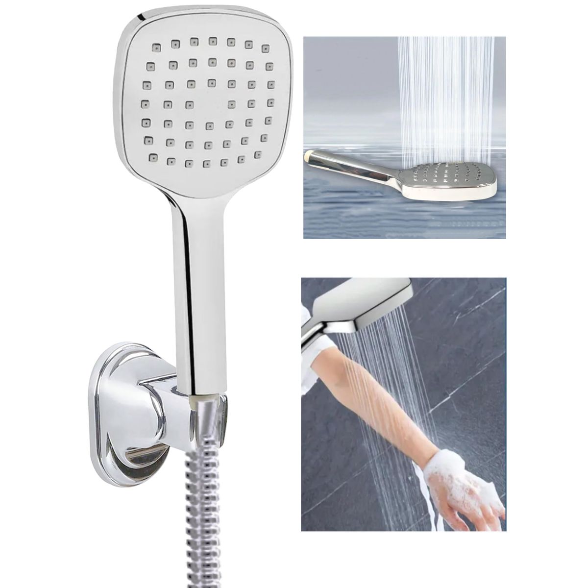 GENERICO - Kit Teleducha Lluvia Cascata - Desviador -manguera -soporte