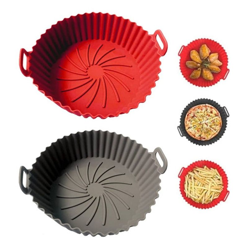 HOGARIST - Canastilla Silicona Olla Freidora Air Fryer Reutilizable roja