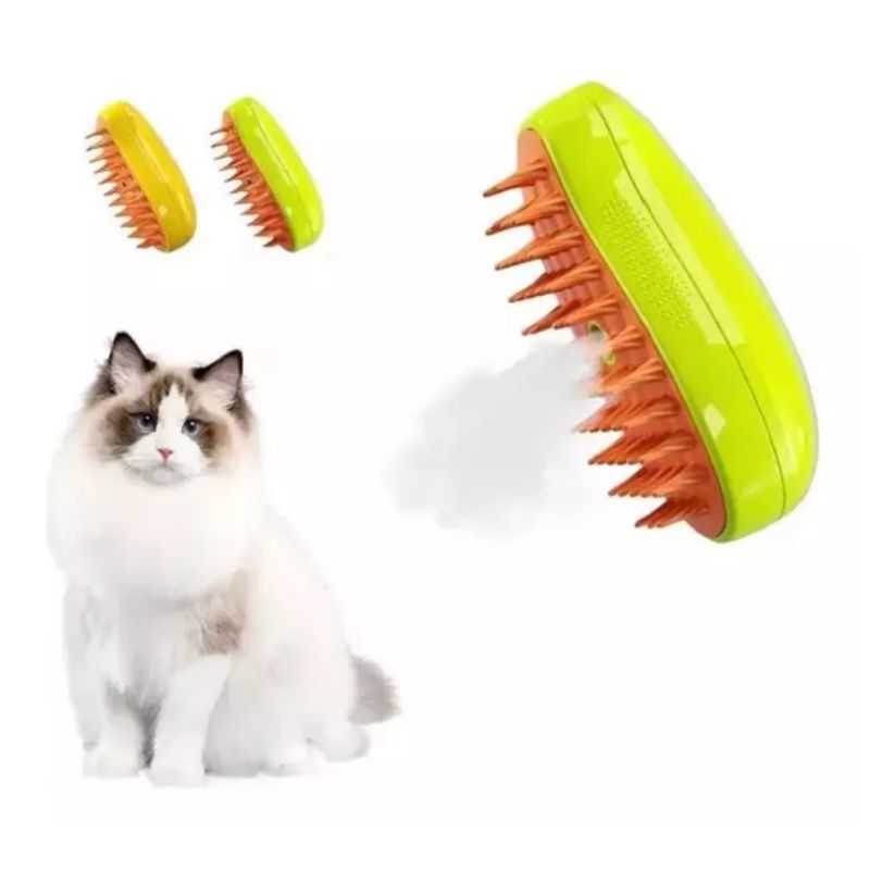 AFM - Cepillo Mascotas 3 En 1 Gatos Perros Masajeador Vaporizador.