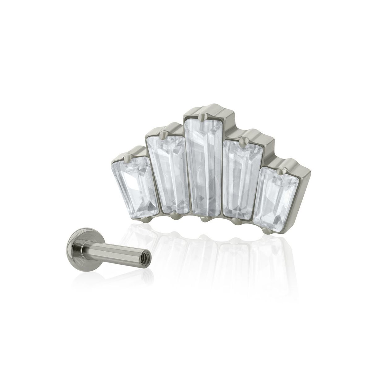 AGHA JEWELRY - Titanio Arete piercing Baguette 5 Joyas Cristal Zirconia Cúbica para Lóbulo