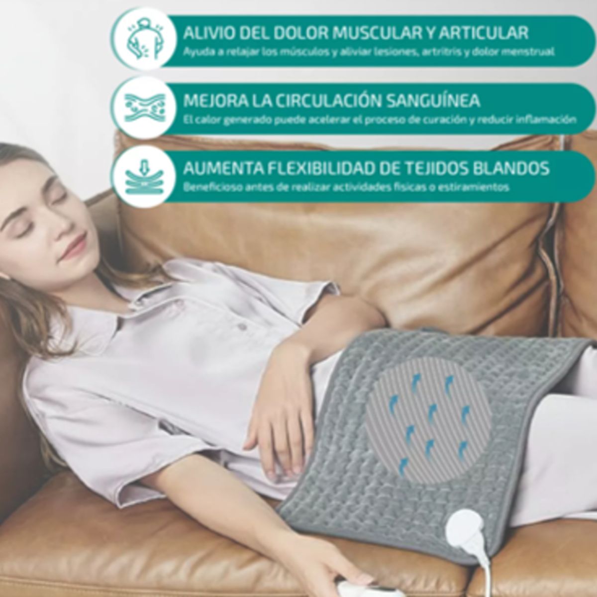 GENERICO - Almohadilla Térmica Eléctrica Terapia de Calor 3 Niveles