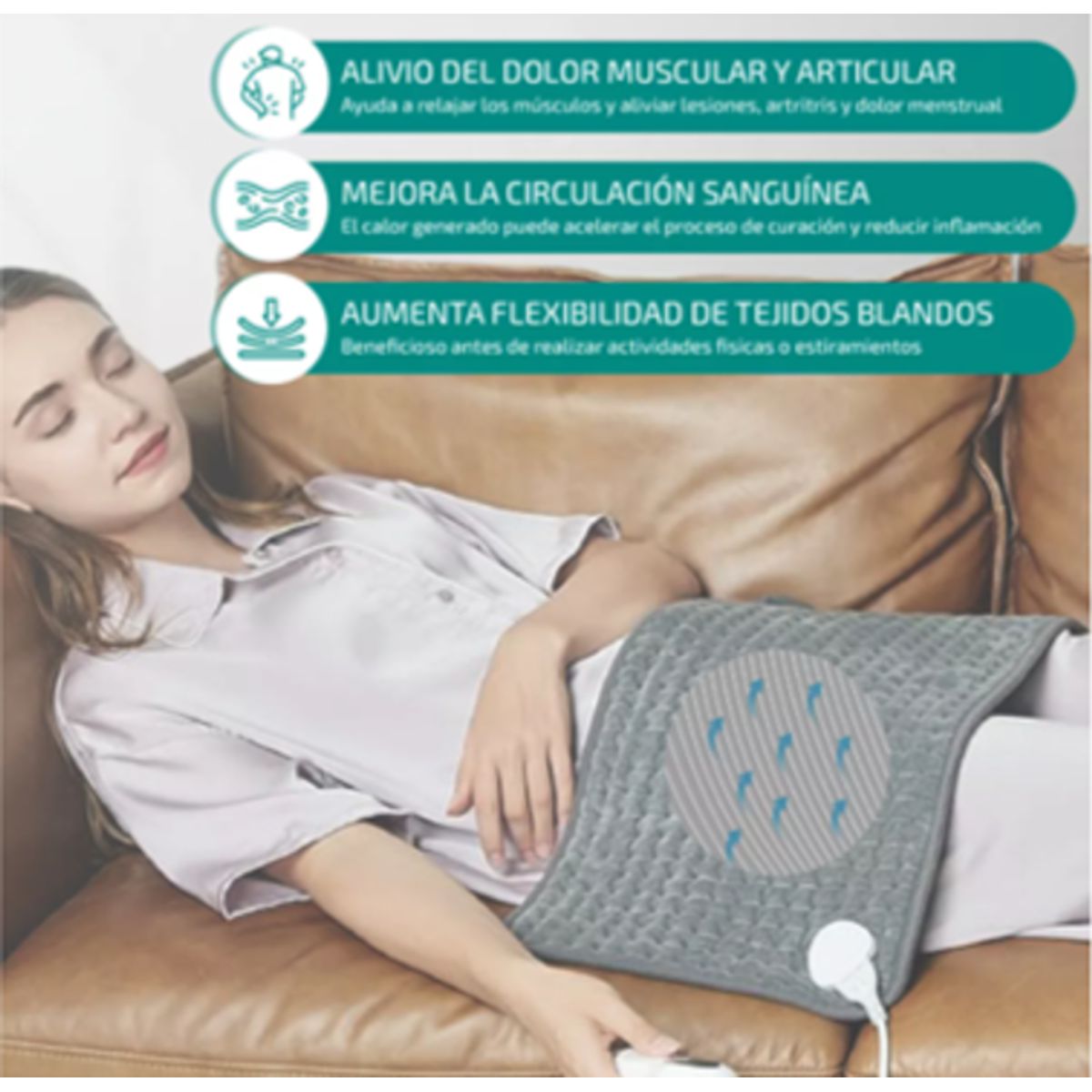 GENERICO - Almohadilla Térmica Eléctrica Terapia de Calor 3 Niveles