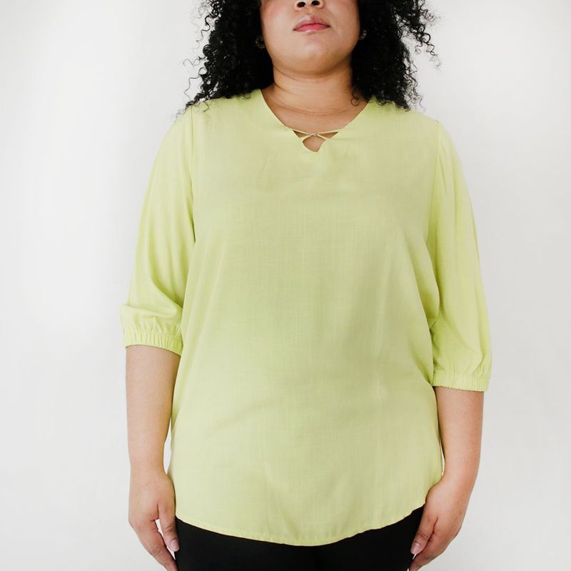 L Y H - Blusa Para Mujer Manga 34 Verde Marca L&H