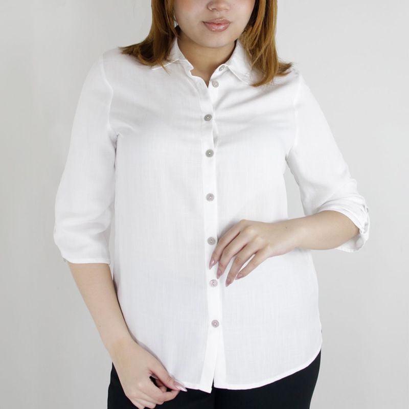 L Y H - Blusa Para Mujer Manga 34 Blanco Marca L&H