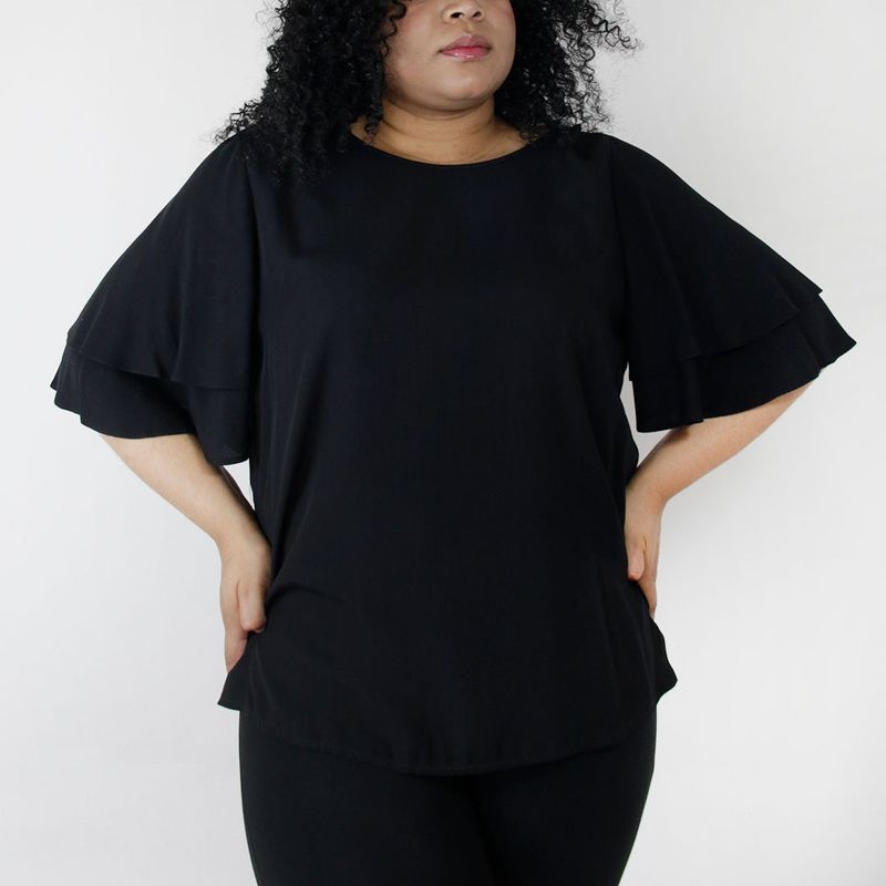 L Y H - Blusa Para Mujer Manga Corta Negro Marca L&H