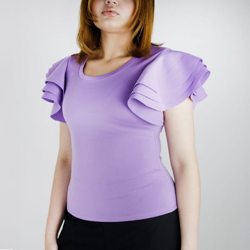 L Y H - Camiseta Para Mujer Manga Corta Lila Marca L&H