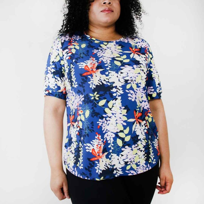 L Y H - Camiseta Para Mujer Manga Corta Azul Marca L&H