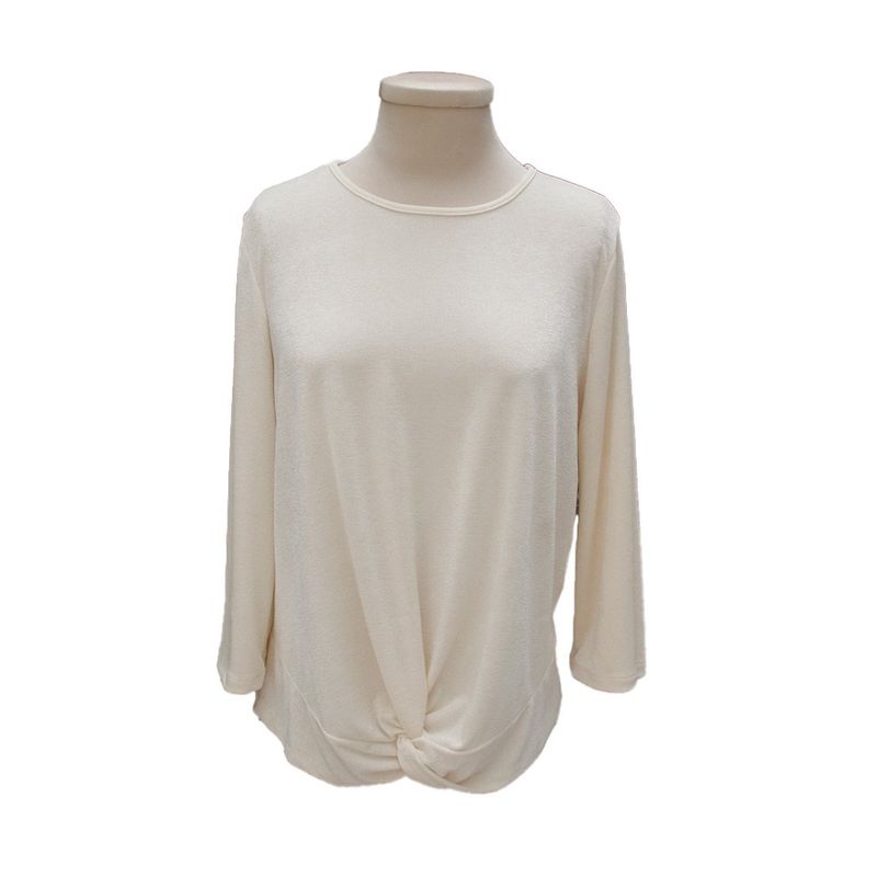 L Y H - Camiseta Para Mujer Manga 34 Beige Marca L&H