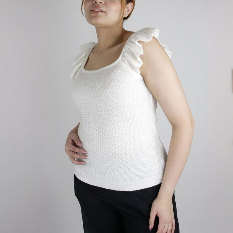 L Y H - Blusa Para Mujer Sin Manga Hueso Marca L&H