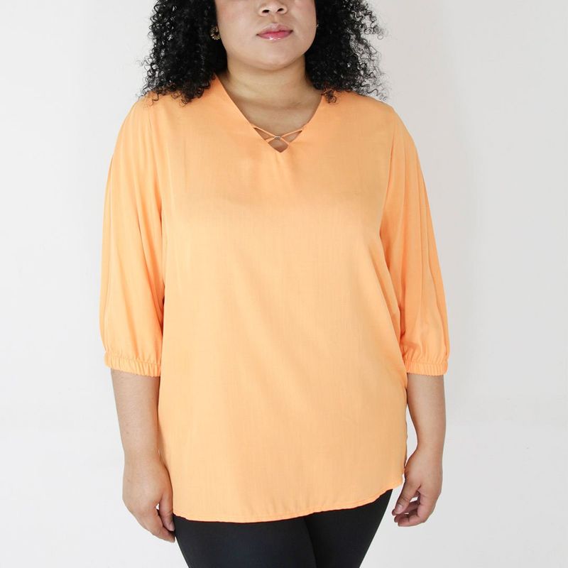 L Y H - Blusa Para Mujer Manga 34 Naranjo Marca L&H