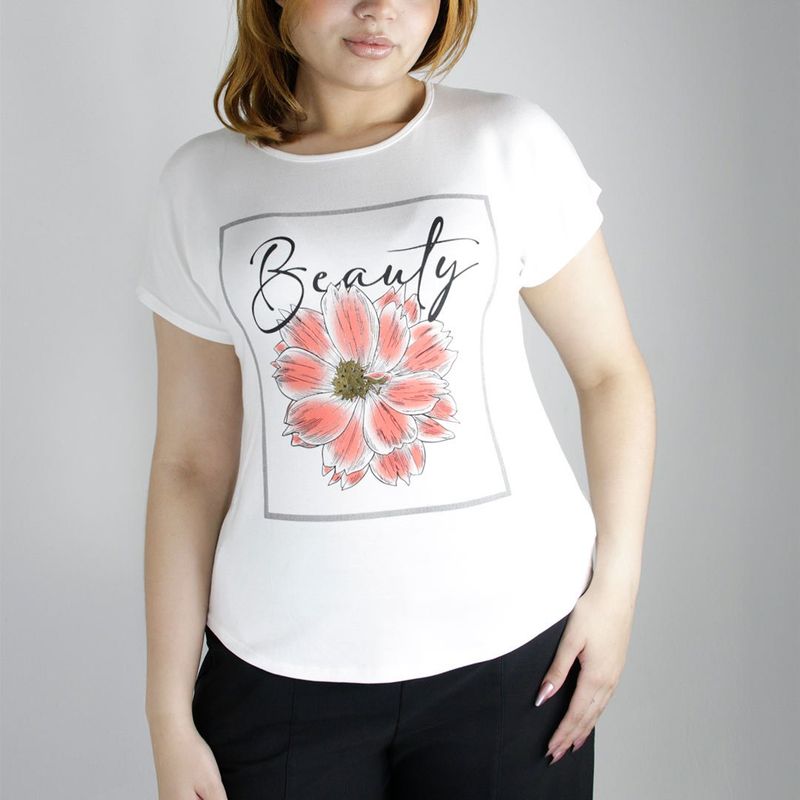 L Y H - Camiseta Para Mujer Manga Corta Hueso Marca L&H