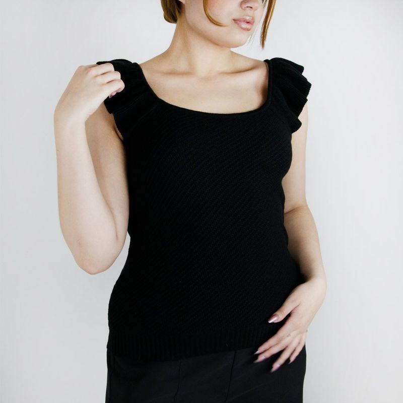 L Y H - Blusa Para Mujer Sin Manga Negro Marca L&H