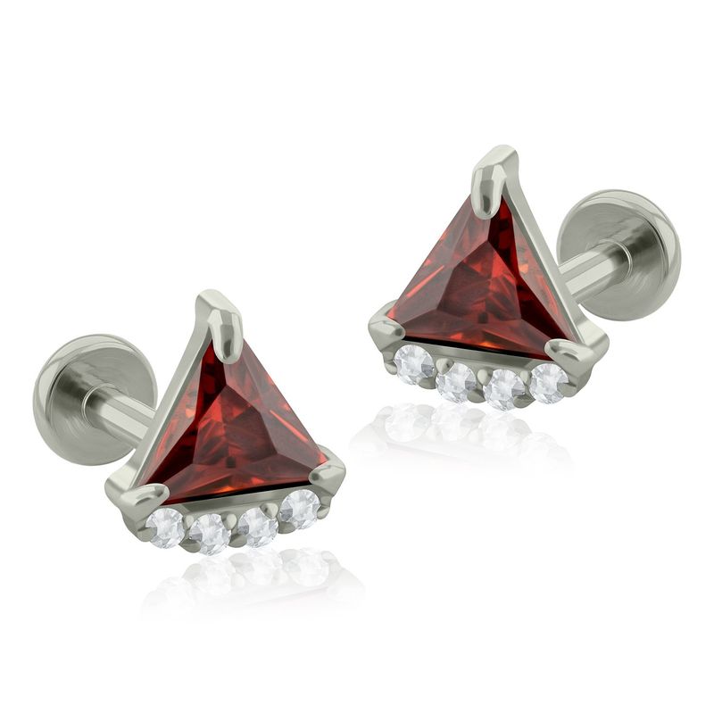 AGHA JEWELRY - Titanio Aretes Piercing Colmillo Cristal Zirconia Cúbica para Lóbulo