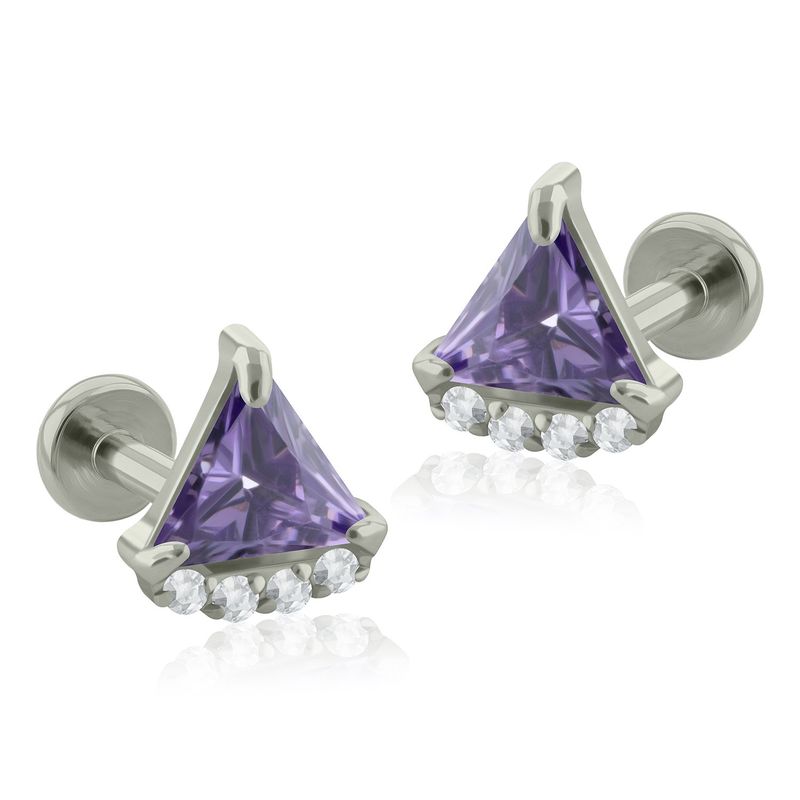 AGHA JEWELRY - Titanio Aretes Piercing Colmillo Cristal Zirconia Cúbica para Lóbulo
