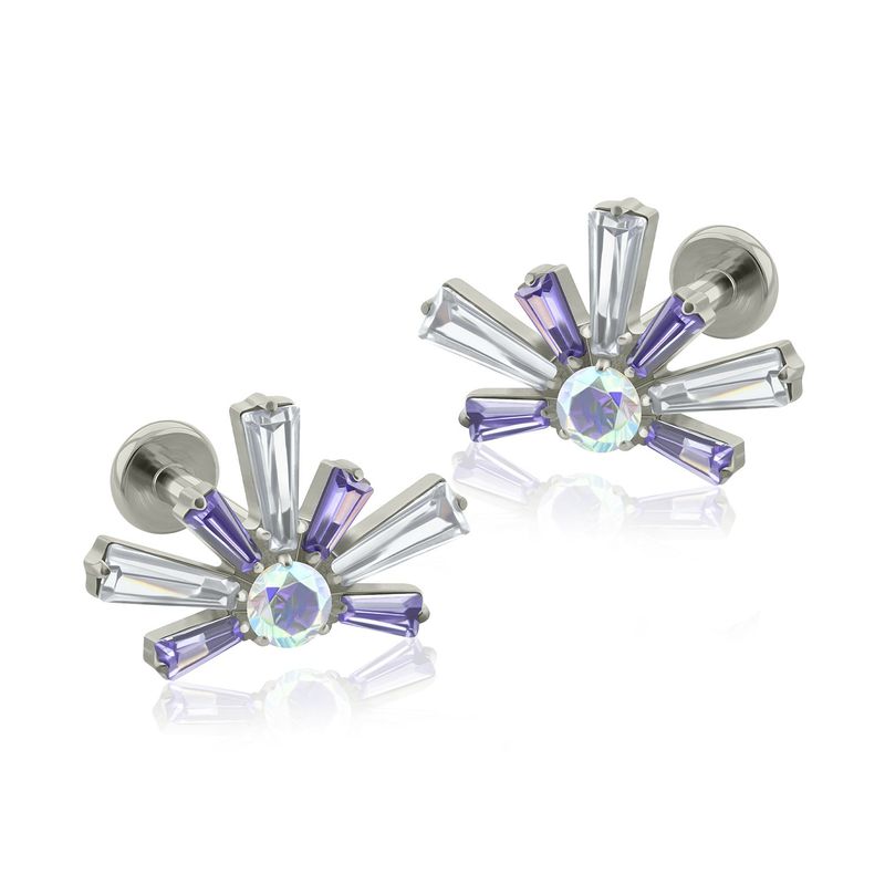 AGHA JEWELRY - Titanio Aretes Piercing Sunshine Cristal Zirconia Cúbica para Lóbulo